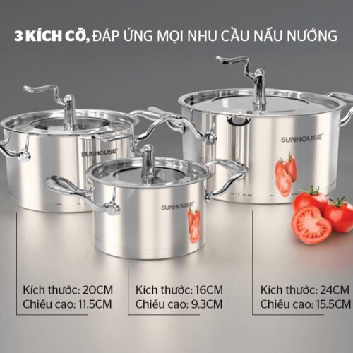 Bộ nồi inox 5 đáy SUNHOUSE SHG2503MSA 13 11111111 Bộ nồi inox 5 đáy SUNHOUSE SHG2503MSA