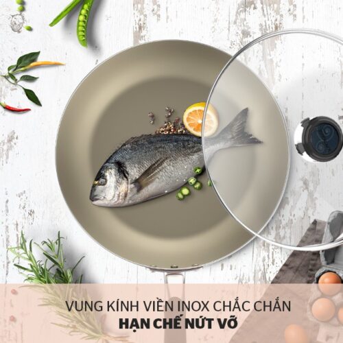 Chảo sâu đáy từ vung kính SUNHOUSE SHG1228MOB 9 16 Chảo sâu đáy từ vung kính SUNHOUSE SHG1228MOB