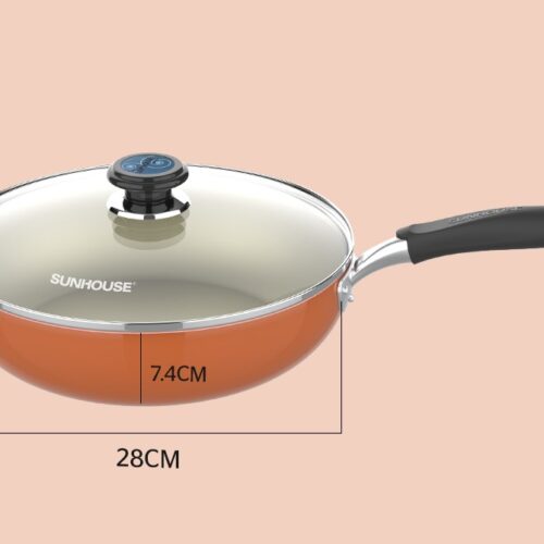 Chảo sâu đáy từ vung kính SUNHOUSE SHG1228MOB 10 17 1 Chảo sâu đáy từ vung kính SUNHOUSE SHG1228MOB