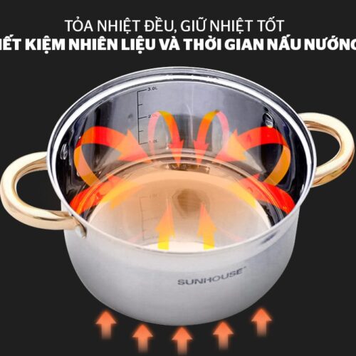 Bộ nồi inox 5 đáy SUNHOUSE SH781 9 2300 Bộ nồi inox 5 đáy SUNHOUSE SH781