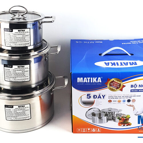 Bộ nồi inox 5 đáy Matika MTK-C5 7 a 4 Bộ nồi inox 5 đáy Matika MTK-C5