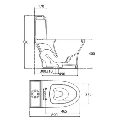 ban ve thong so bon cau viglacera v45 Bồn cầu 2 khối Viglacera V45