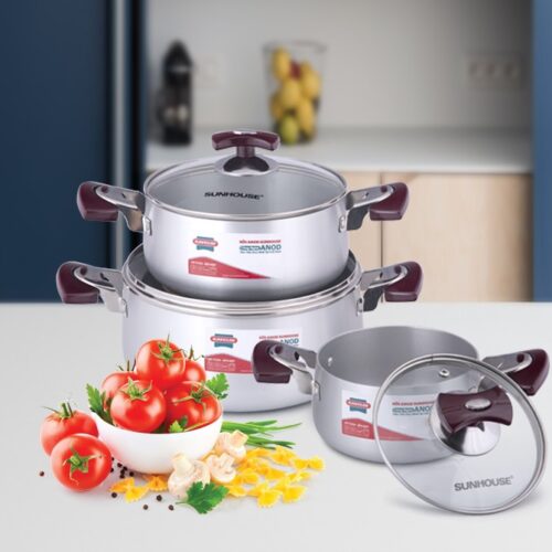 Bộ nồi anod SUNHOUSE SH6633 8 sunhouse sh6633 18 00111 Bộ nồi anod SUNHOUSE SH6633