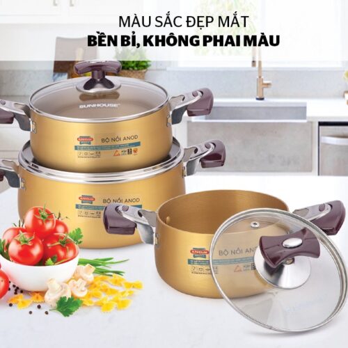 sunhouse sh6634 0011 1 Bộ nồi anod SUNHOUSE SH 6634